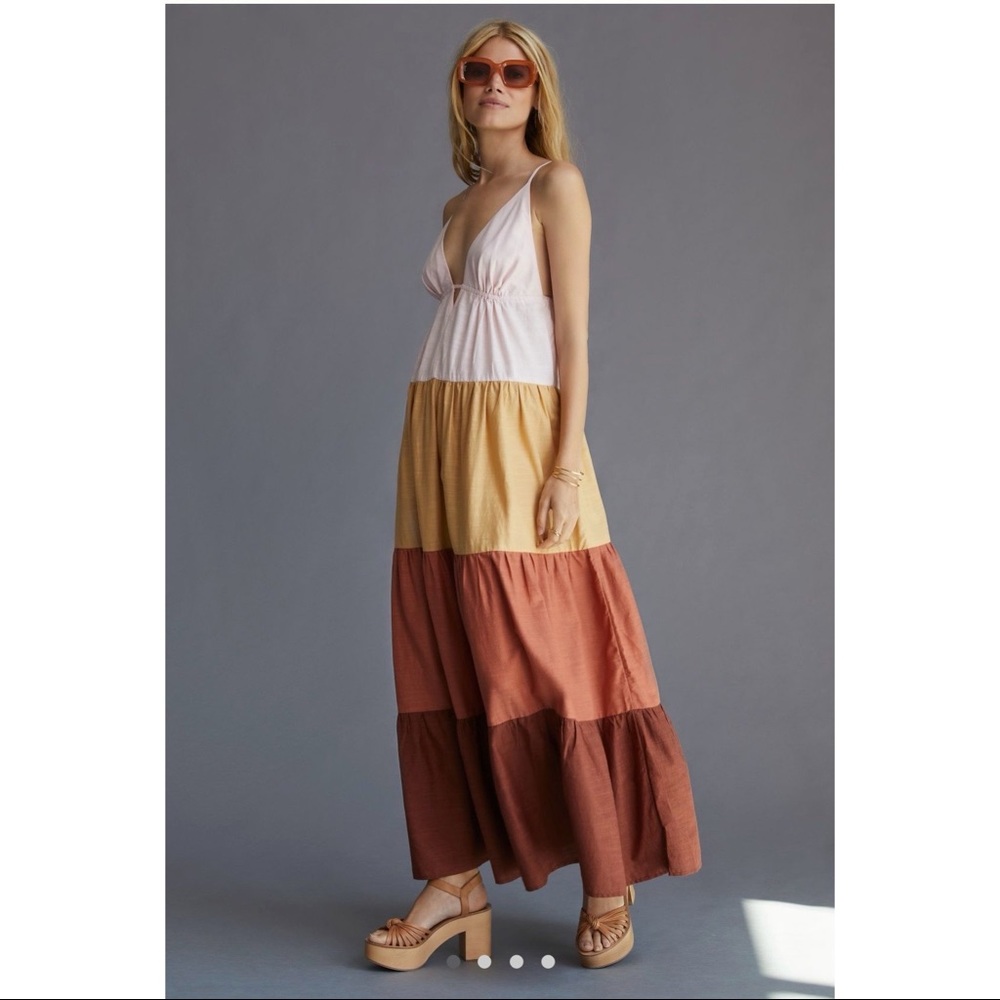 *NWT By Anthropologie Colorblock Maxi Dress XXS*